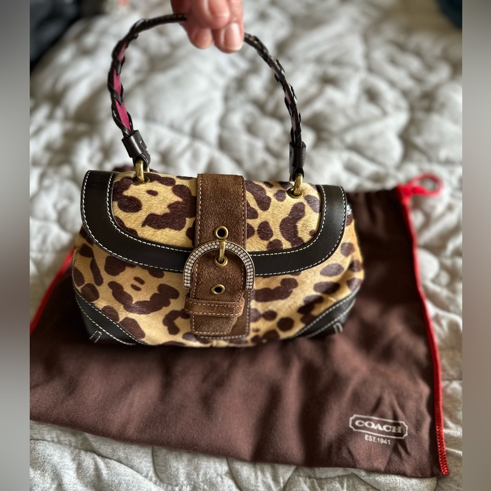 NEW Exotic COACH Madison Haircalf Top Handle SM Party Eveving Purse Bag RARE